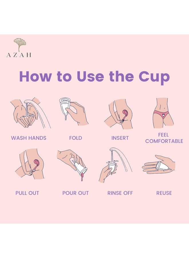 AZAH menstrual cup women large 10 hrs protection medical grade silicone reusable periods no leakage odour rash free ultra soft pack of 1 - Image 5