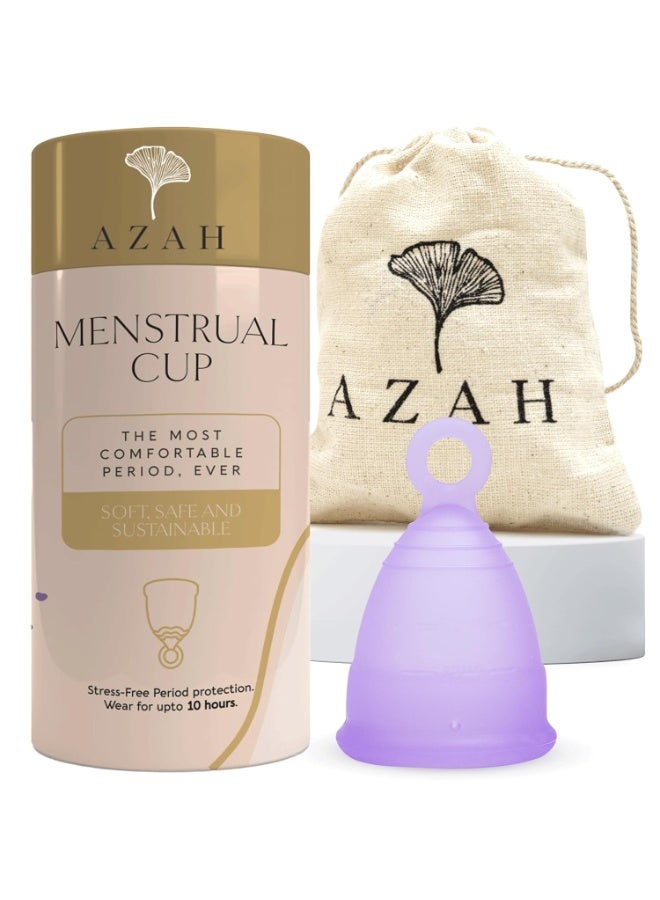 AZAH menstrual cup women large 10 hrs protection medical grade silicone reusable periods no leakage odour rash free ultra soft pack of 1 - Image 1