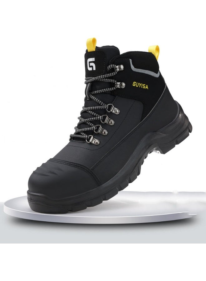 GUYISA Safety Shoes Steel Toe Boots Anti Amashing Anti Piercing High-cut Black - Image 1