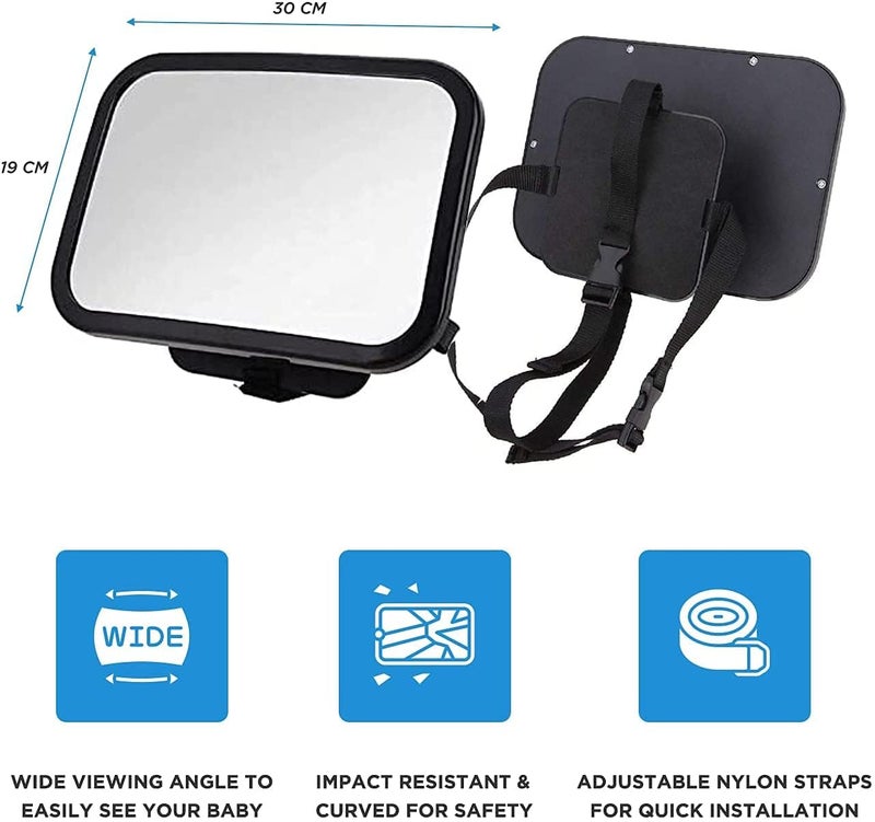 Dorart Rear Facing Baby View Mirror for Child Safety Car Seat - Crystal Clear Reflection via Crash-tested & Shatterproof Convex Mirror - Image 3