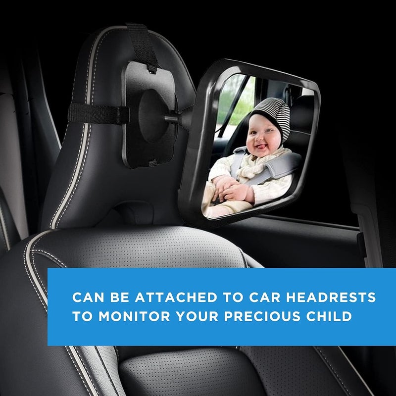 Dorart Rear Facing Baby View Mirror for Child Safety Car Seat - Crystal Clear Reflection via Crash-tested & Shatterproof Convex Mirror - Image 2