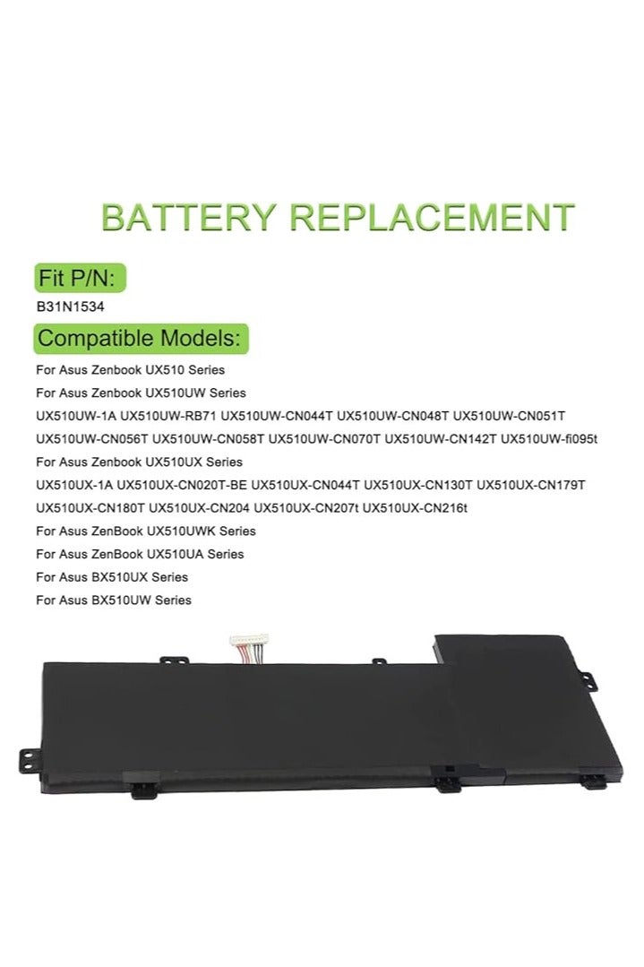 Terabyte 11.4V 48Wh B31N1534 B31BN9H Replacement Laptop Battery for Asus Zenbook U5000 UX510UX UX510UW Series - Image 3