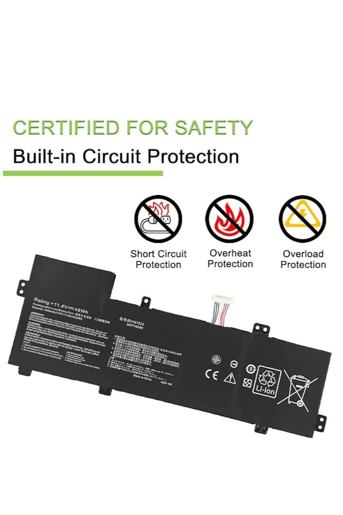 Terabyte 11.4V 48Wh B31N1534 B31BN9H Replacement Laptop Battery for Asus Zenbook U5000 UX510UX UX510UW Series - Image 4