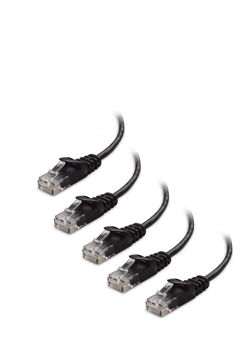 DKURVE 5 Pack Snagless 0.5M Short Cat6 Ethernet Cable 1.6ft Computer LAN Network Cord full copper Black 