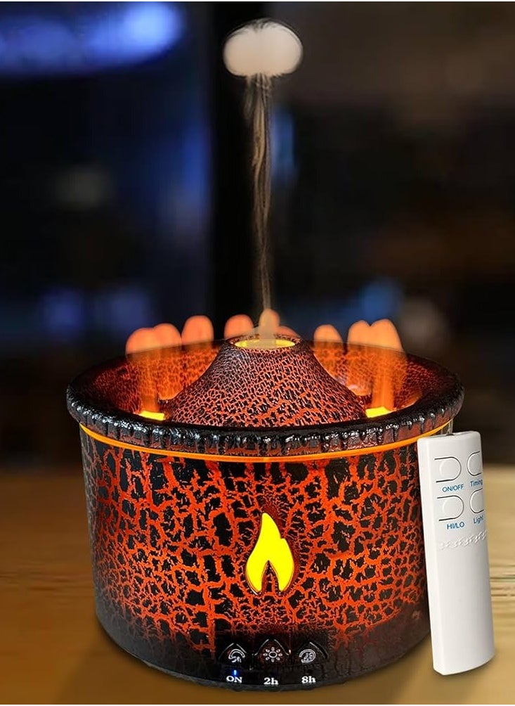 ماركة غير محددة - موزع روائح الزيوت العطرية فولكانو ٣٠٠ مل، مرطب بخار مع جهاز تحكم عن بعد، وضع رذاذ بركان اللهب، إيقاف تلقائي، موزع لهب لغرفة النوم المنزلية - Image 1