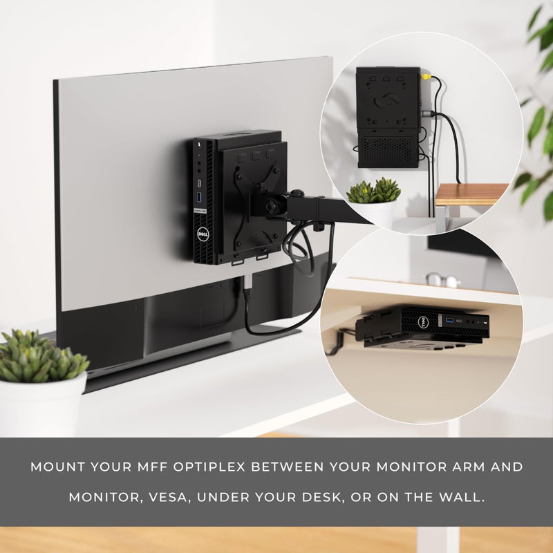 HumanCentric Dual VESA Mount Compatible with Dell OptiPlex Micro Mount, Supports VESA Dell Micro Mount Using Monitor Arm Wall Mount 100x100mm, Power Supply Holder Sold Separately, Part 101-2110 - Image 2