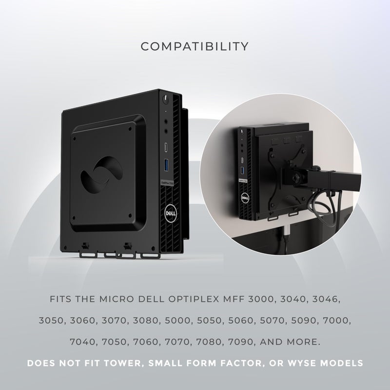 HumanCentric Dual VESA Mount Compatible with Dell OptiPlex Micro Mount, Supports VESA Dell Micro Mount Using Monitor Arm Wall Mount 100x100mm, Power Supply Holder Sold Separately, Part 101-2110 - Image 3