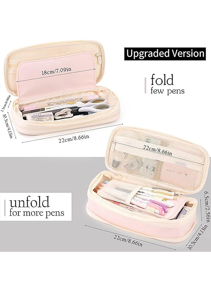 فلوشرينيك قدرة كبيرة قلم رصاص القضية ، قلم رصاص حقيبة ، قلم رصاص مربع ، قلم رصاص حقيبة مع سستة طبقات مناسبة للمدارس والمراهقين من الجنسين ( الوردي ) - Image 2