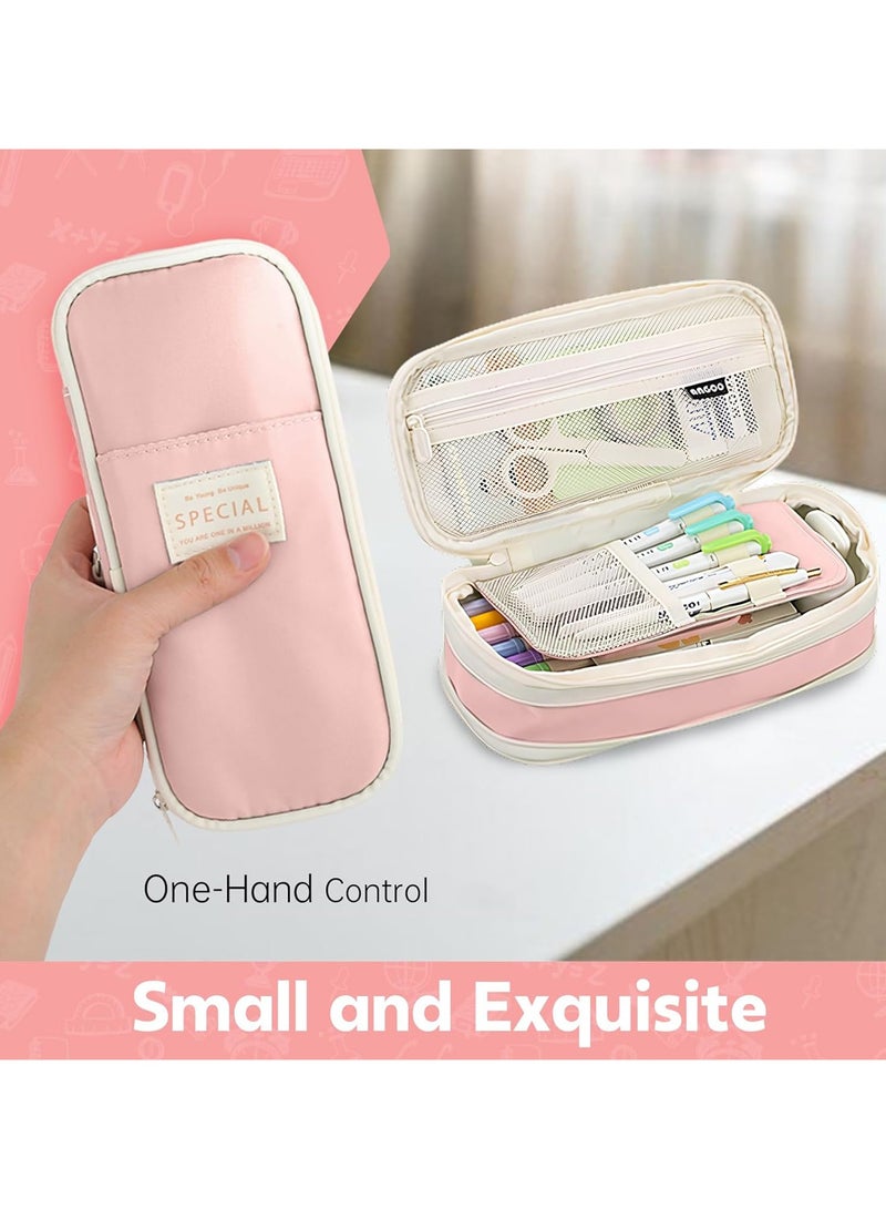 فلوشرينيك قدرة كبيرة قلم رصاص القضية ، قلم رصاص حقيبة ، قلم رصاص مربع ، قلم رصاص حقيبة مع سستة طبقات مناسبة للمدارس والمراهقين من الجنسين ( الوردي ) - Image 5