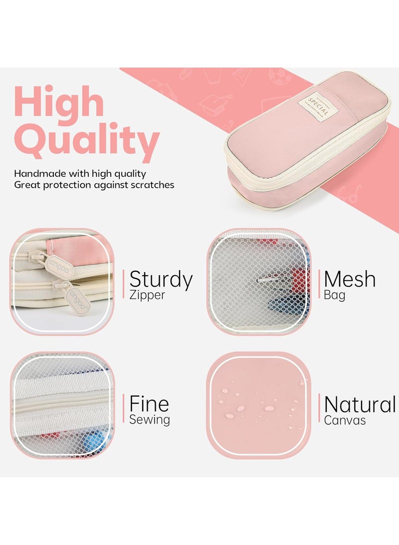 فلوشرينيك قدرة كبيرة قلم رصاص القضية ، قلم رصاص حقيبة ، قلم رصاص مربع ، قلم رصاص حقيبة مع سستة طبقات مناسبة للمدارس والمراهقين من الجنسين ( الوردي ) - Image 3