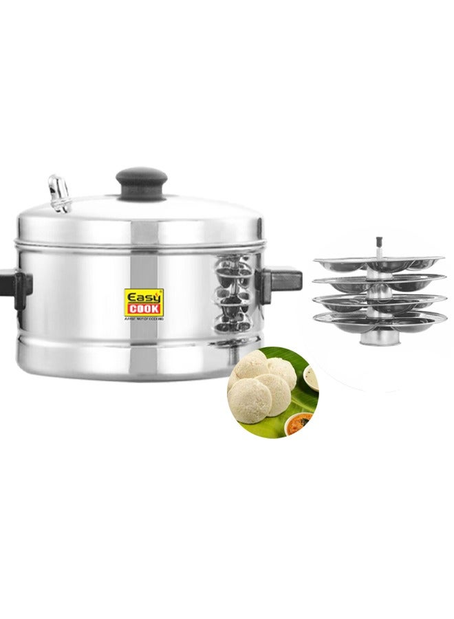 Easy Cook 16-Piece Stainless Steel Idly Maker Pot | 16 Pits Idly Steamer Pot | Perfect and Soft Idly Cooker | Heat Resistant Bakelite Handle | Silver - Image 3