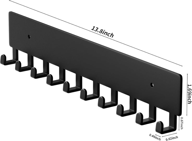 GTK Key Holder for Wall, Key Hooks with 10 Hooks, Wall Mounted Key Holder for Hallway, Self Adhesive Key Rack(Black) - Image 5