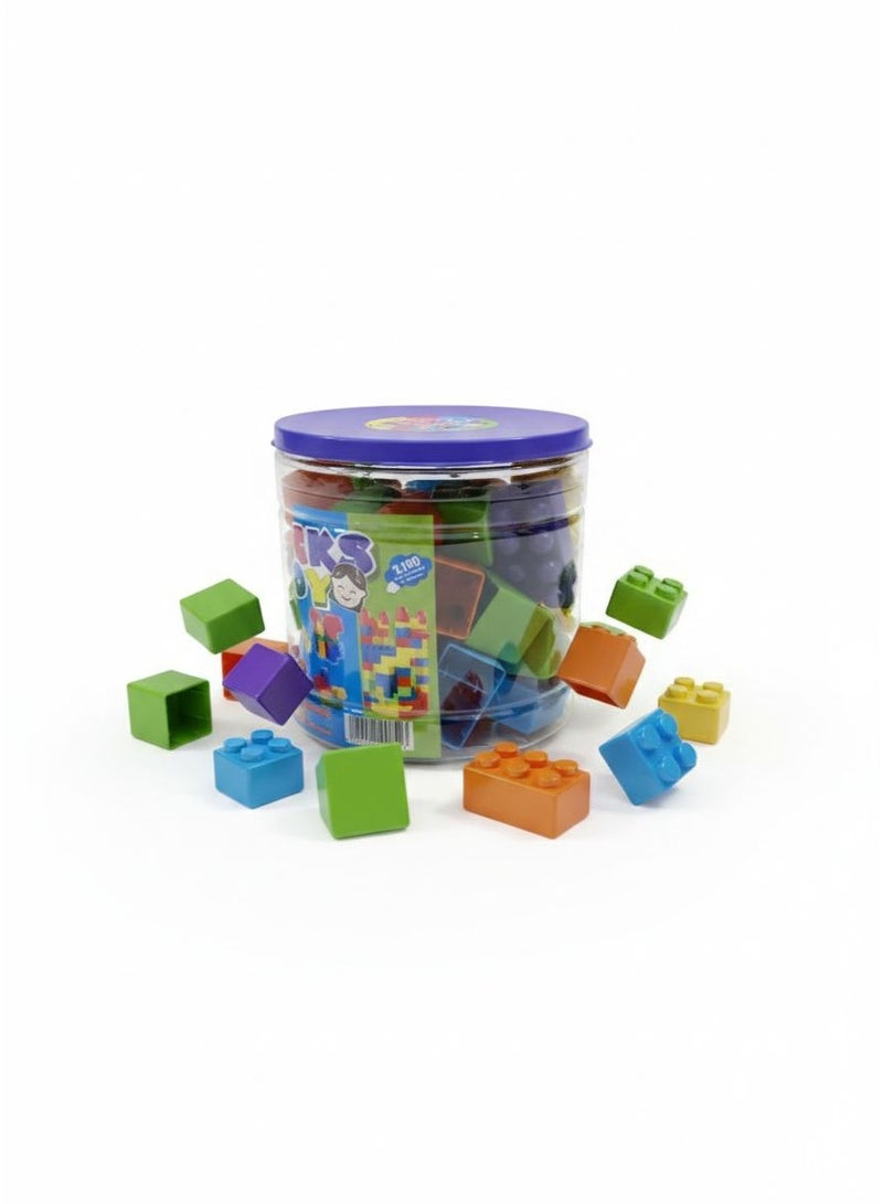لعبه مكعبات تركيب للأطفال عدد 40 قطعة طقم بلوكات بناء وتجميع داخل علبة تخزين، لعبة بلوكس تعليمية لتنمية المهارات الحركية والتفكير الإبداعي والتعلم المبكر