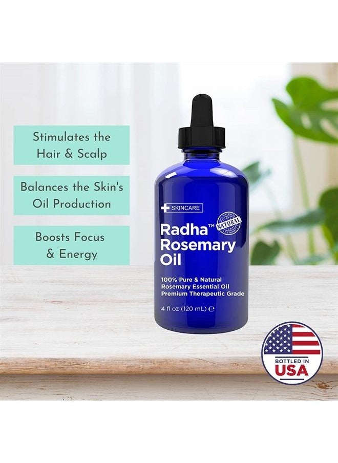 Radha beauty Huge 4 oz. Rosemary Essential Oil - 100% Pure Therapeutic Grade, Steam Distilled for Aromatherapy, Relaxation, Scalp, Healthy Hair Growth, Anti-Aging, Dry Skin  - Image 2