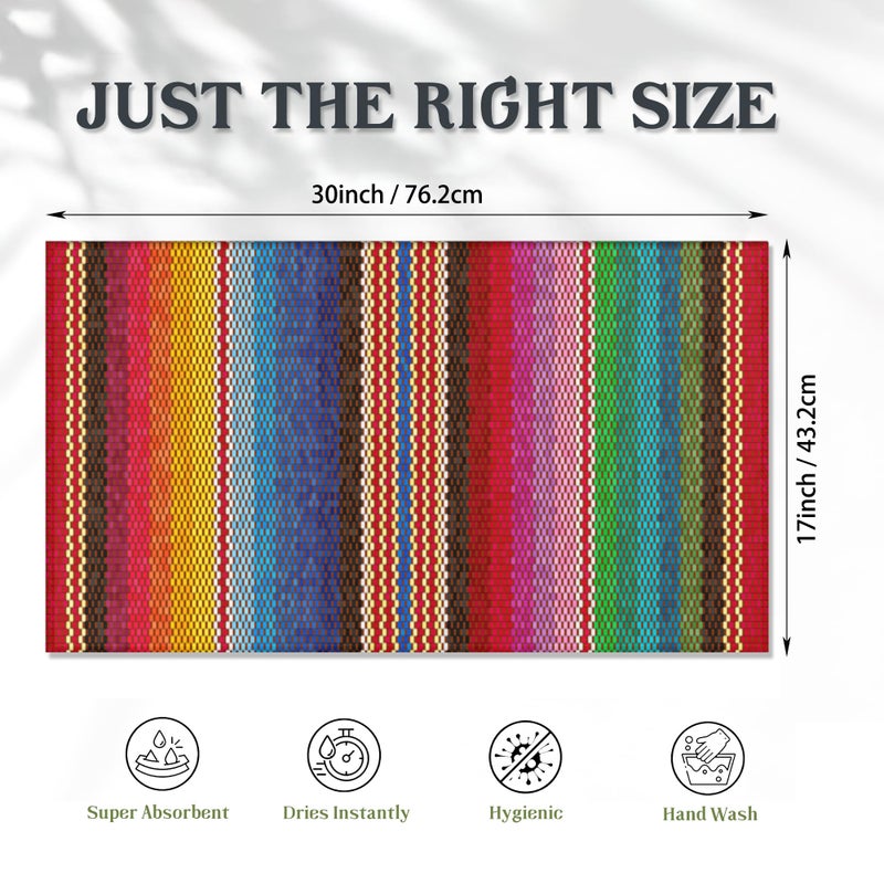 SPUNKER Front Door Mat,Mexican Indoor Outdoor Entrance Ethnic Stripes Rainbow Welcome Doormats,Non-Slip Low Profile Entryway Mats for Porch Patio 17''x30'' - Image 2