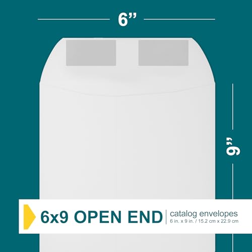 EnDoc 6x9 Catalog Envelopes - 500 Pack - Open End Mailing Envelopes Bulk for Catalogs, Presentations, Newsletters - Plain Envelopes 6x9 with Gummed Seal - Bright White 28lb Heavyweight Paper - Image 3