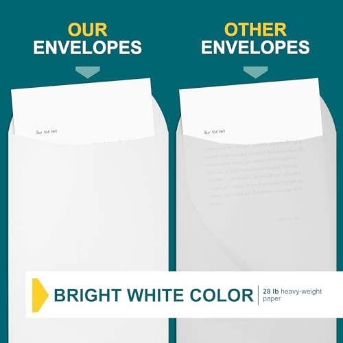 EnDoc 6x9 Catalog Envelopes - 500 Pack - Open End Mailing Envelopes Bulk for Catalogs, Presentations, Newsletters - Plain Envelopes 6x9 with Gummed Seal - Bright White 28lb Heavyweight Paper - Image 5