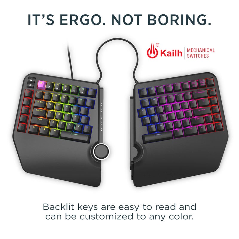 Cloud Nine ErgoTKL Ergonomic Tenkeyless Mechanical Keyboard for PC – Kailh Brown – TKL RGB Backlit Ergo Split Key Board - Image 2