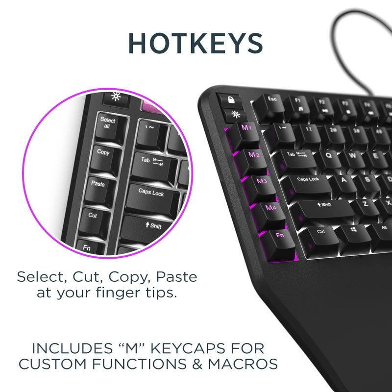 Cloud Nine ErgoTKL Ergonomic Tenkeyless Mechanical Keyboard for PC – Kailh Brown – TKL RGB Backlit Ergo Split Key Board - Image 5