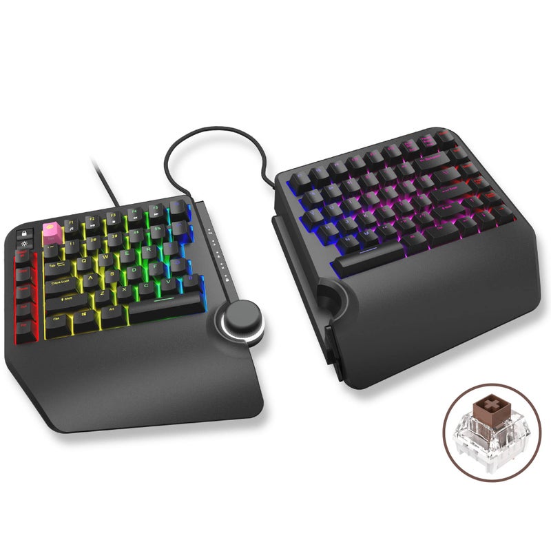 Cloud Nine ErgoTKL Ergonomic Tenkeyless Mechanical Keyboard for PC – Kailh Brown – TKL RGB Backlit Ergo Split Key Board - Image 1