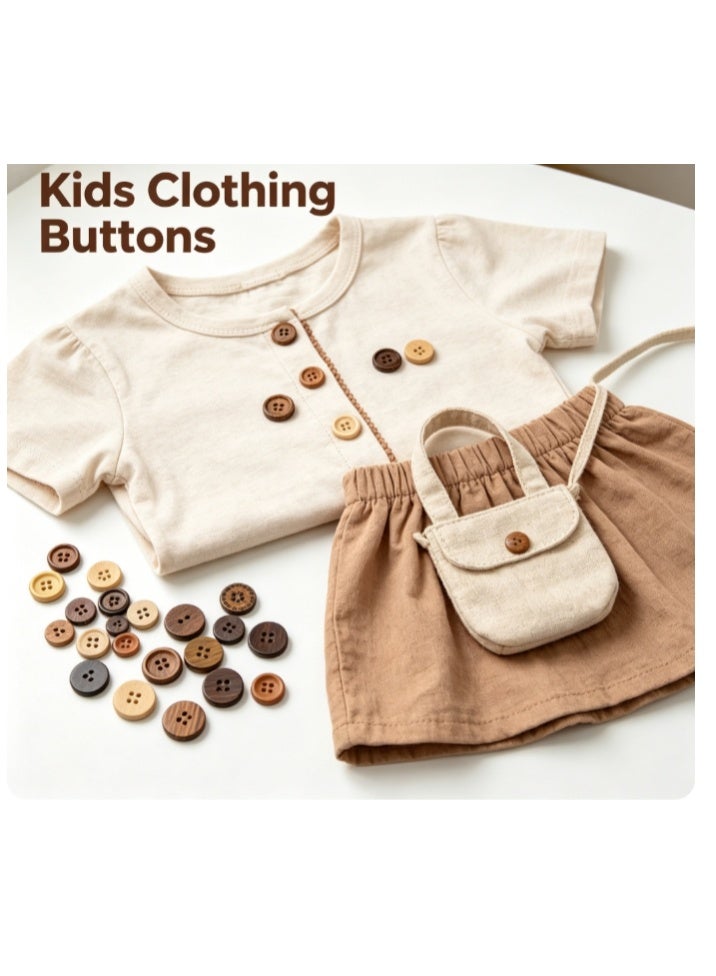 OASIS-TH 500-600 PCS Natural Wood & Coconut Shell Mixed Buttons, DIY Material Pack for Kids Button Art, Clothing Sewing, Handcraft Projects and Creative Decorations - Image 2