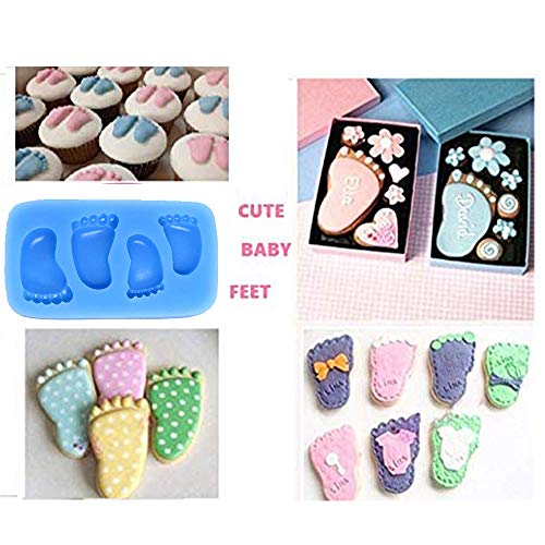 FOUR-C Silicone Embossing Mold Baby Feet Fondant and Gum Paste Mould Baby Footstep Silicone Fondant Molds Cupcake Tooper - Image 4