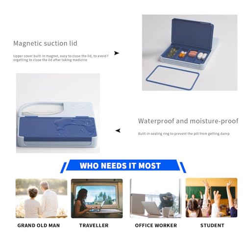 BARTER KINGS Pill Reminder，Pill Dispenser with Alarm，Equipped with Magnifying Glass，4 Reminder Alarms, Loud Sound,4 Large Compartments Portable Smart Pill Box - Image 3