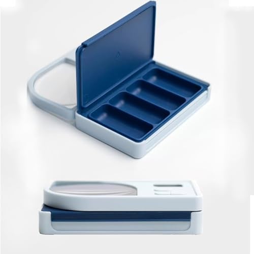 BARTER KINGS Pill Reminder，Pill Dispenser with Alarm，Equipped with Magnifying Glass，4 Reminder Alarms, Loud Sound,4 Large Compartments Portable Smart Pill Box - Image 1