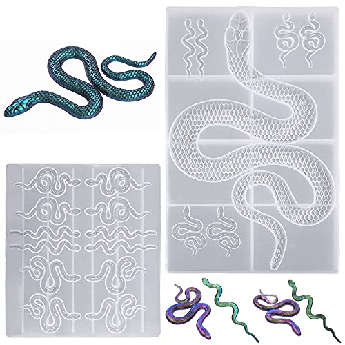 AFUNTA 2 PCS Snake Epoxy Resin Mold, AFUNTA Earring Silicone Mold Serpent Shape Casting Mold Keychain Resin Mold for DIY Resin Casting Crafts, Women Earrings, Jewelry Making Supplies - Image 1