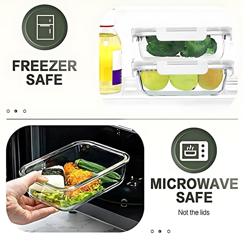KOMUEE 30 Pieces Glass Food Storage Containers Set, Glass Meal Prep Containers Set with Snap Locking Lids, Airtight Glass lunch Containers, Microwave, Oven, Freezer & Dishwasher,White - Image 4
