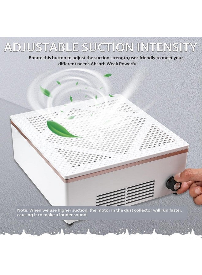 heemeei Nail Dust Collector, 60W Professional Nail Fan Dust Collector Vacuum With Reusable Filter And Cleaning Brush, Nail Dust Collector For Nail Drills Nails Tech Acrylic Gel Nails Polishing(White)…  - Image 2