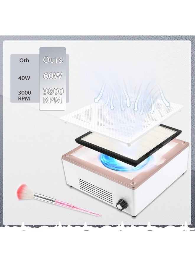 heemeei Nail Dust Collector, 60W Professional Nail Fan Dust Collector Vacuum With Reusable Filter And Cleaning Brush, Nail Dust Collector For Nail Drills Nails Tech Acrylic Gel Nails Polishing(White)…  - Image 4