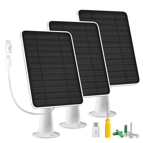 WININMETA Solar Panel Charger Compatible with Arlo Essential 2K Outdoor2nd GenEssential XL Camera2nd GenEssential Spotlight 5W Solar Panel with IP65 Waterproof 10ft Micro USBC Cable Wall Mount 3 Pack - Image 1