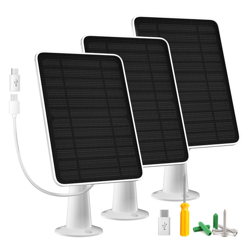WININMETA Solar Panel Charger Compatible with Arlo Essential 2K Outdoor2nd GenEssential XL Camera2nd GenEssential Spotlight 5W Solar Panel with IP65 Waterproof 10ft Micro USBC Cable Wall Mount 3 Pack - Image 2