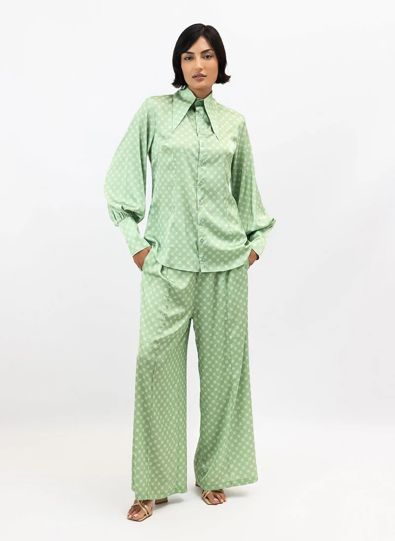 JANARA JONES Matcha Latte Satin Stella Blouse