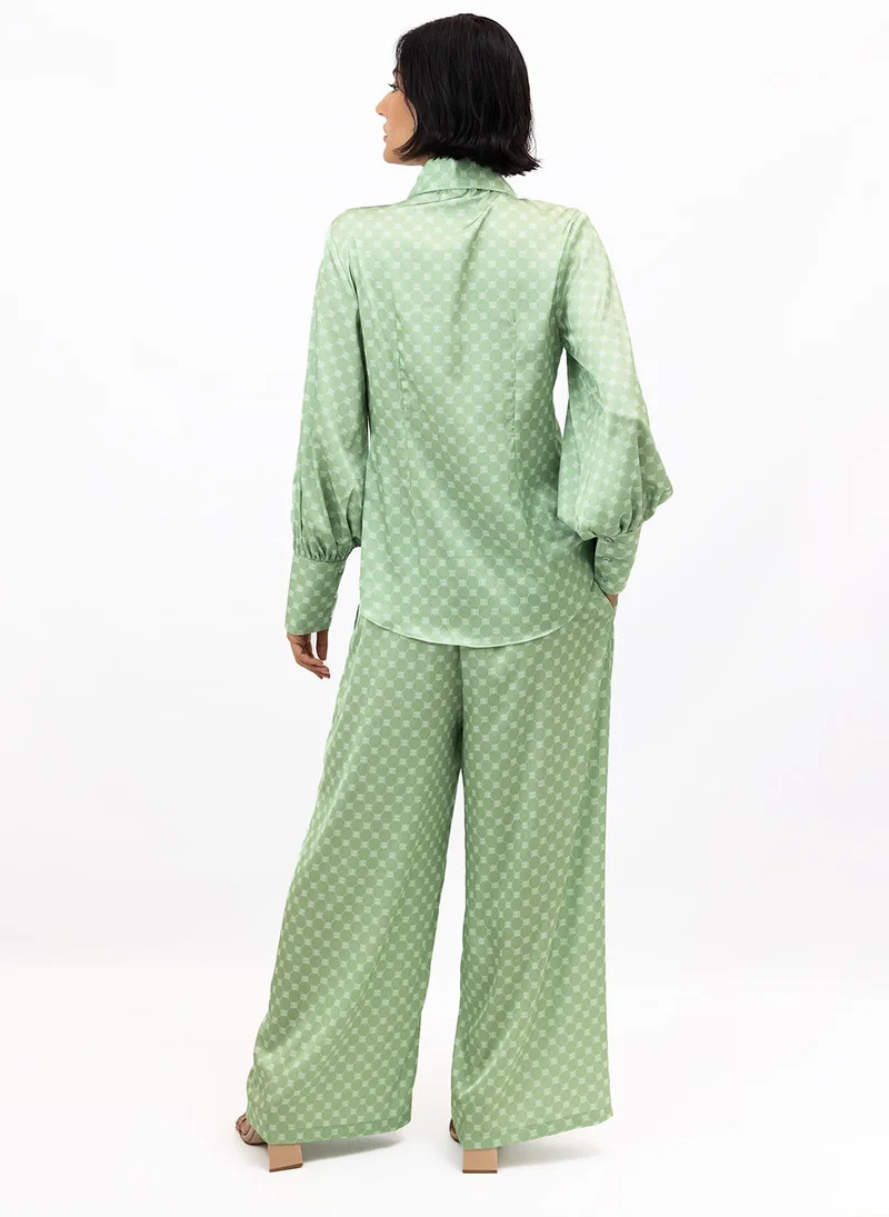 JANARA JONES Matcha Latte Satin Stella Blouse