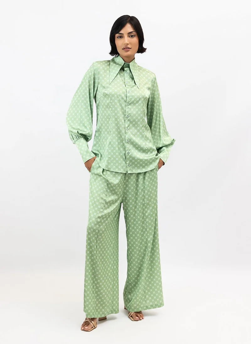 Janara Jones  Matcha Latte Satin Stella Blouse for Women | Best Price UAE