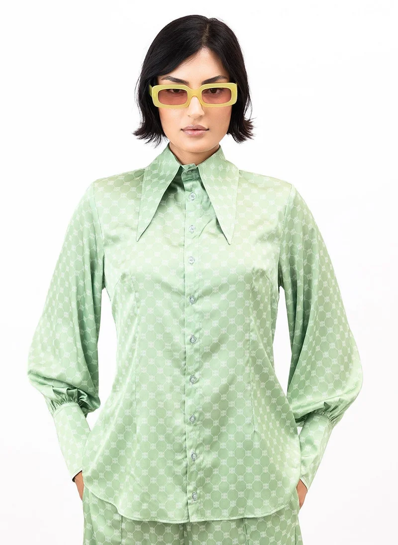 Matcha Latte Satin Stella Blouse