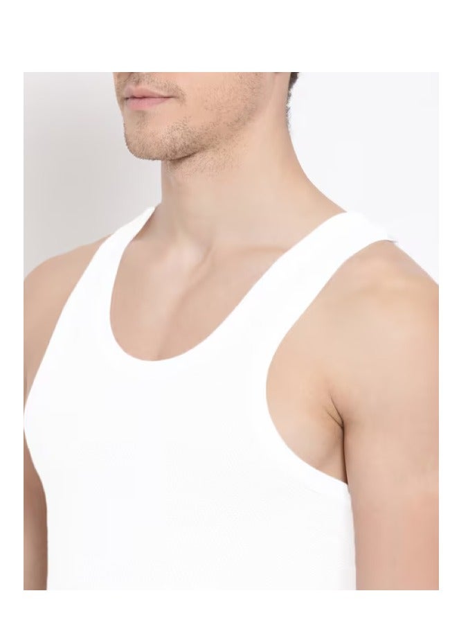 Lux Maestro Men's Cotton Innerwear White Sleeveless Vest | Pack of 3  - Image 3