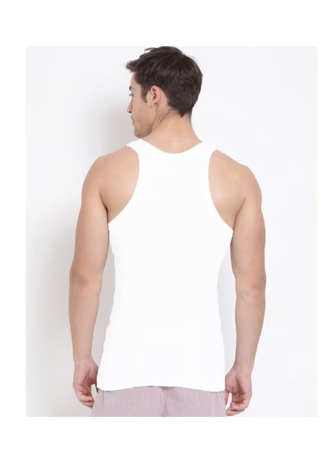 Lux Maestro Men's Cotton Innerwear White Sleeveless Vest | Pack of 3  - Image 4