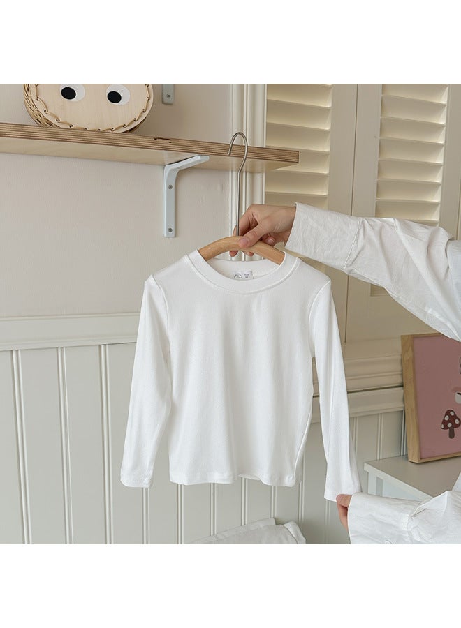 Children's Clothing Girls Soft Mask T-shirt Autumn And Winter New Boys Candy Round Neck Top Long-sleeved White Bottoming Shirt