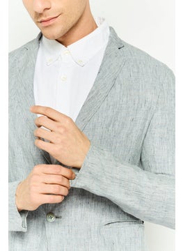 EMPORIO ARMANI Men Regular Fit Plain Formal Blazer, Grey  - Image 3