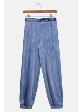Kids Girl Velvet Pull On Pants, Dusty Blue
