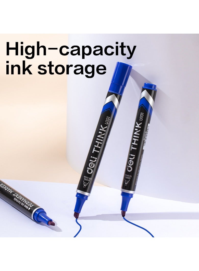 Deli علامة دلي EU10130 دائمة 12 قطعة/علبة - زرقاء - مثالية للكتابة، والتسمية، والتحديد طويل الأمد - Image 3