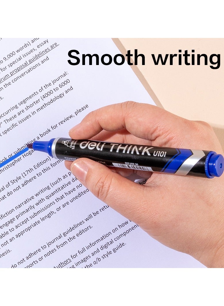 Deli علامة دلي EU10130 دائمة 12 قطعة/علبة - زرقاء - مثالية للكتابة، والتسمية، والتحديد طويل الأمد - Image 5