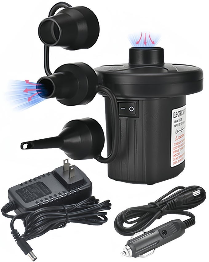 INFLATABLE ELECTRIC AIR PUMP110V AC12V DC PORTABLE FAST INFLATION PUMP WITH 3 NOZZLES USED FOR INFLATABLE BOATSETC
