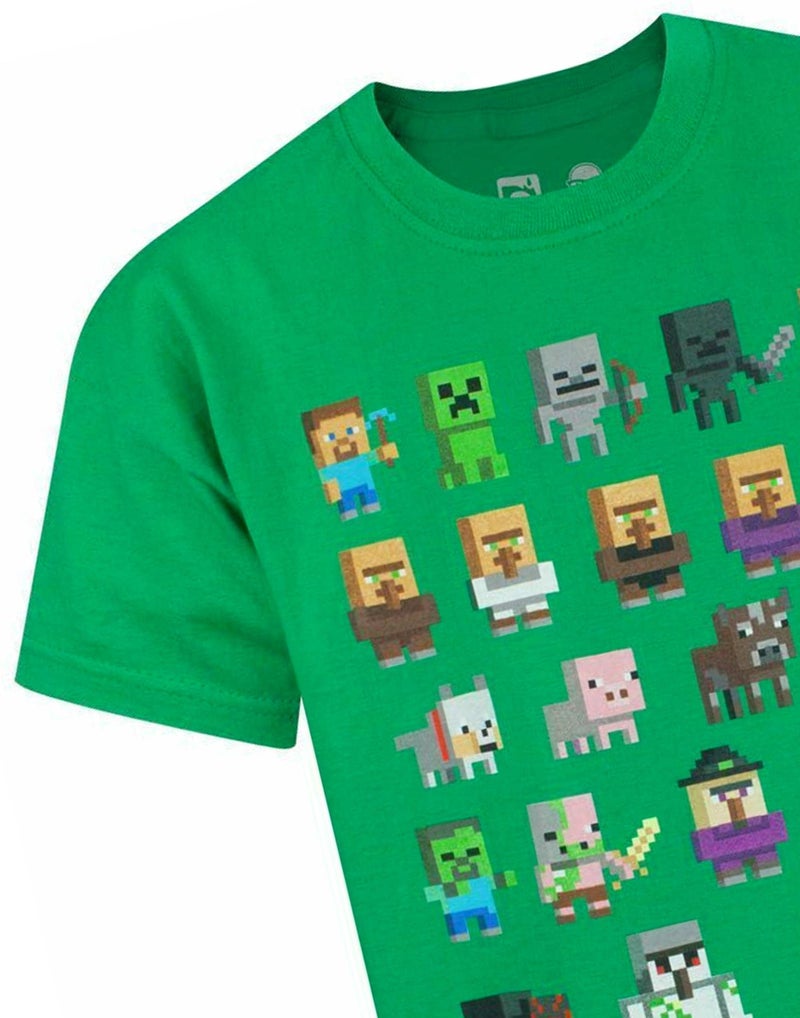 MINECRAFT تي شيرت ماين كرافت للأولاد برسومات سبرايتس بأكمام قصيرة للأطفال 12-13 سنة أخضر - Image 5