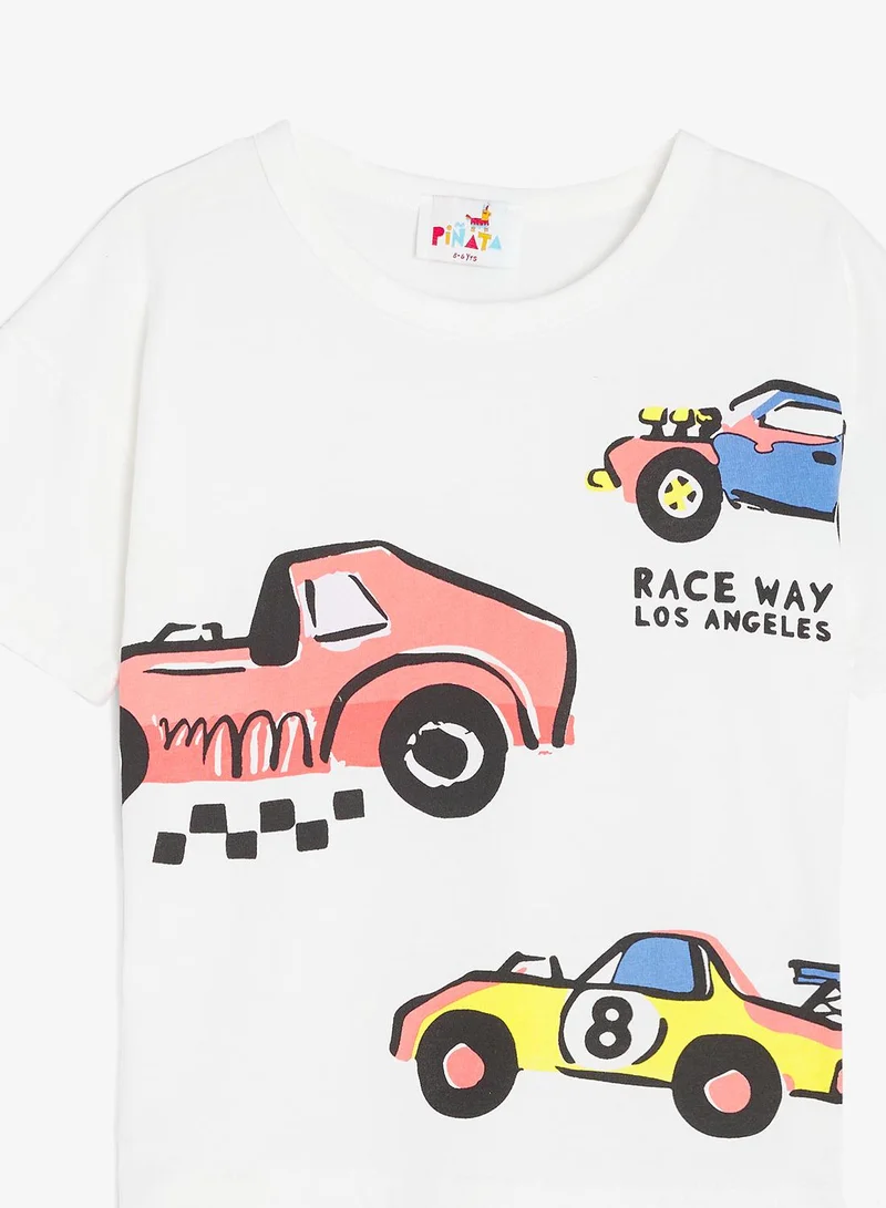 Pinata  Race Car Print Cotton Tshirt and Shorts Set for Men | Best Price UAE
