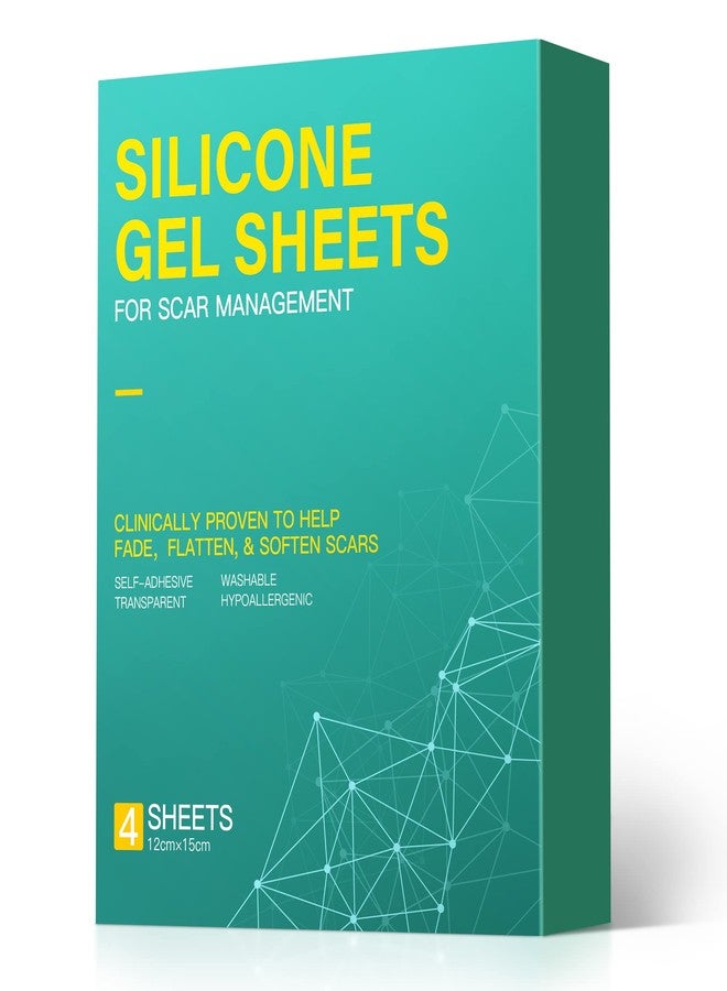 Nubical Medical Grade Big Silicone Scar Sheets 6" x 5", 4 Patches, Silicone Gel Sheets for Scars Treatment, Scar Removal Wound Care Product (green) - Image 1