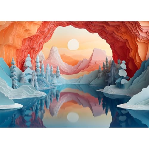 Hiwhy 1000 Pieces Jigsaw Puzzle for Adults Dreamy Glacier Sunrise Landscape Challenging Puzzle with Fantasy Colors for Relaxing Family Fun 197x276 in - Image 1